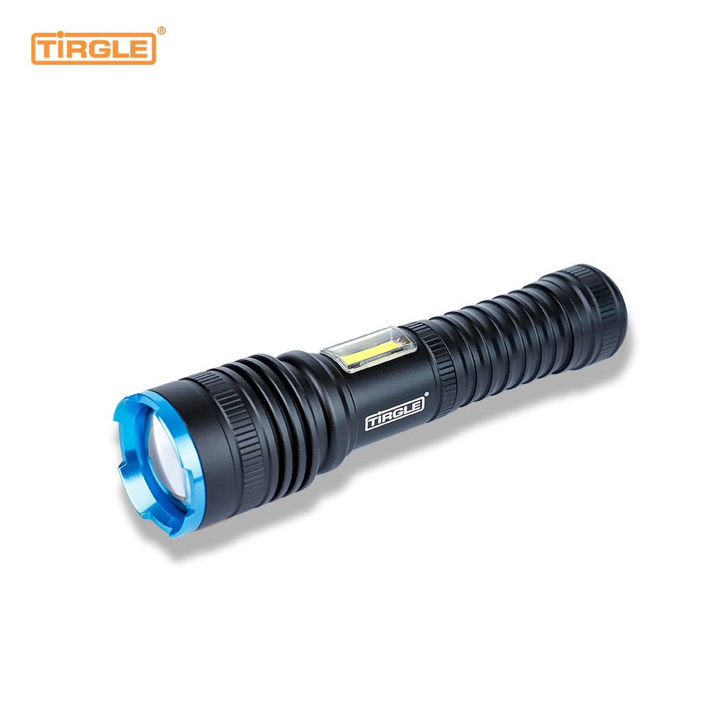 HL-5009 Feidhm solais taobh lasc 4-Chéim comhlacht iomlán cóimhiotal alúmanaim teileascópacha dimming uiscedhíonach ilfheidhmeach léasair cnaipe taispeáint cumhachta flashlight