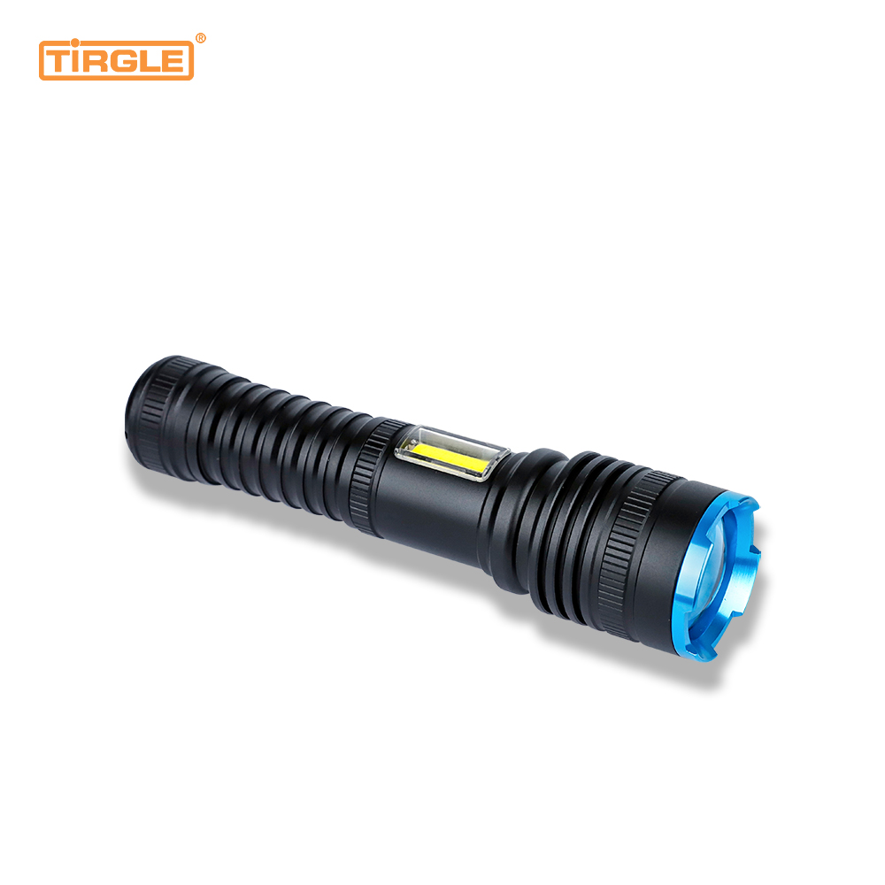 HL-5009 Feidhm solais taobh lasc 4-Chéim comhlacht iomlán cóimhiotal alúmanaim teileascópacha dimming uiscedhíonach ilfheidhmeach léasair cnaipe taispeáint cumhachta flashlight