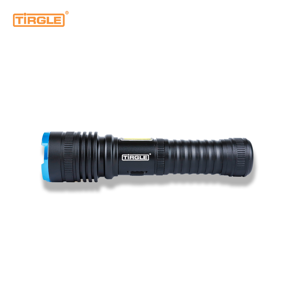 HL-5009 Feidhm solais taobh lasc 4-Chéim comhlacht iomlán cóimhiotal alúmanaim teileascópacha dimming uiscedhíonach ilfheidhmeach léasair cnaipe taispeáint cumhachta flashlight